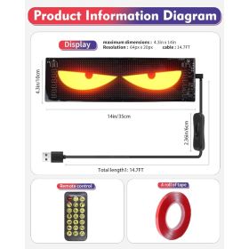 14 Inch Programmable Pixel Panel With Preloaded Animations Scrollable Display For Multi Scenario Use In Support Events Parties And Transportation (Option: 14inch)