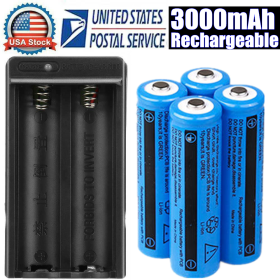 Li-ion Rechargeable Battery&Charger 3000mAh 3.7V Batteries US Plug For Torch Flashlight (Option: 1SET)