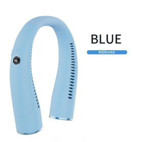 US Version Ergonomic Design Battery-powered Neck Fan, USB Button Control To Enjoy The Cool Summer (Color: Blue)